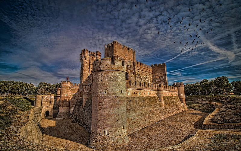 Castle La Mota, R, spanish landmarks, Valladolid, Spain, Europe, HD wallpaper
