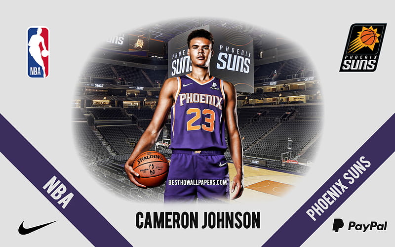 Cameron Johnson, Phoenix Suns, American Basketball Player, NBA, portrait, USA, basketball, Phoenix Suns Arena, Phoenix Suns logo, HD wallpaper