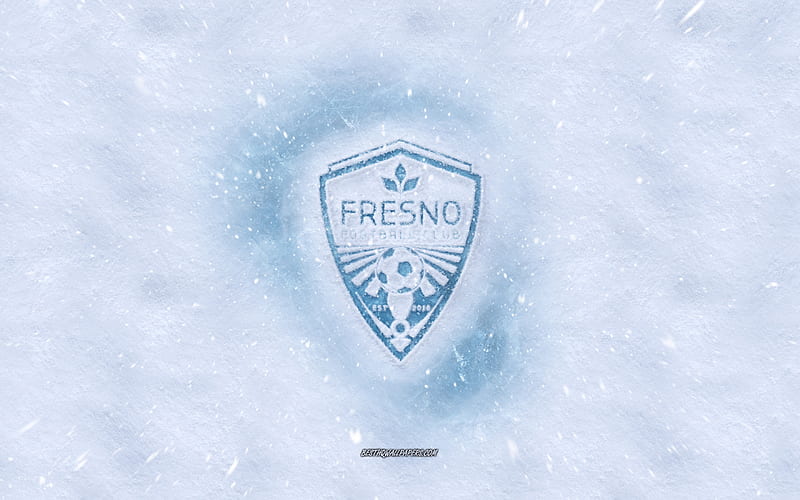 Fresno FC logo, American soccer club, winter concepts, USL, Fresno FC ice logo, snow texture, Fresno, California, USA, snow background, Fresno FC, soccer, HD wallpaper