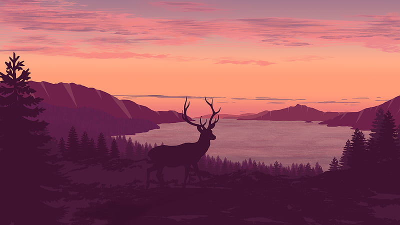 Fantasy Animals, Deer, Artistic, Landscape, HD wallpaper