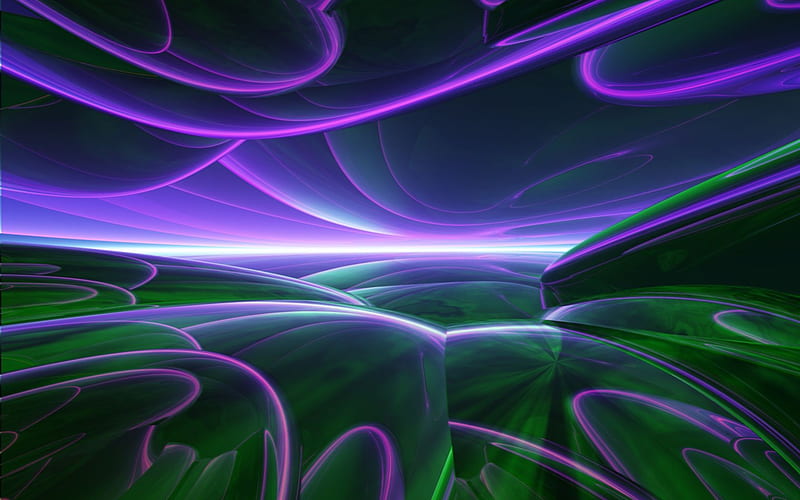 Worlds Collide, glass, purple, green, perspective, collision, pink, shiny, HD wallpaper