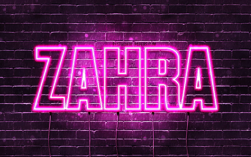 Zahra With Names Female Names Zahra Name Purple Neon Lights 