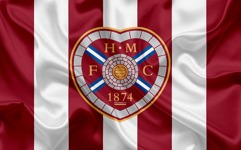 Hearts FC Scottish Football Club, logo, emblem, Scottish Premiership, football, Edinburgh, Scotland, UK, silk flag, Scottish Football Championship, HD wallpaper