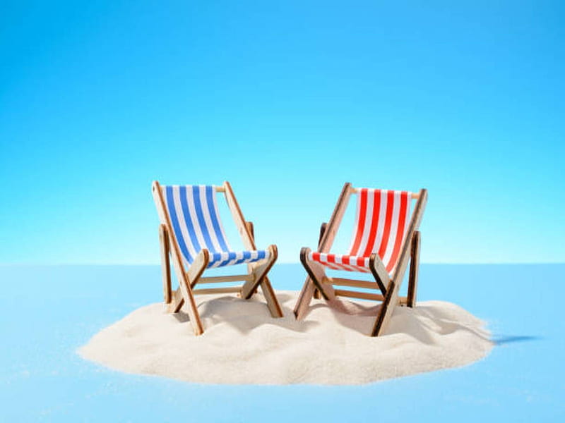 Summer Beach, beach, Sand, Lounge chairs, Island, HD wallpaper