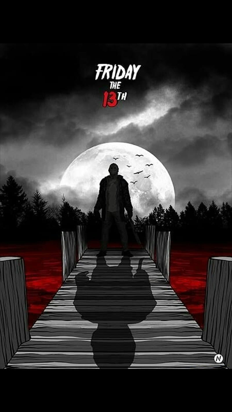 Friday the 13th art, classic horror, friday the 13th, horror, iscreaminc, jason, jason voorhees, killer, night, scary movie, slasher movie, HD phone wallpaper