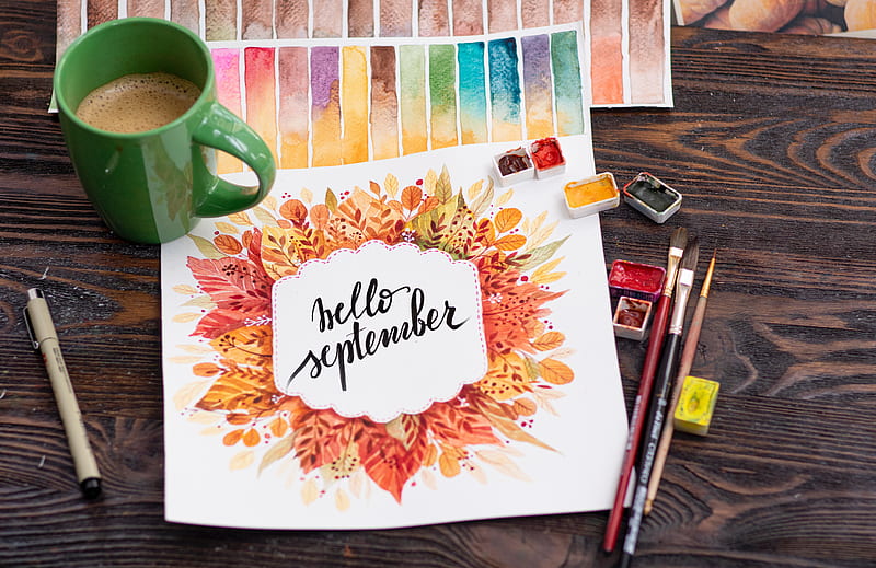 september, lettering, paints, inscription, text, HD wallpaper