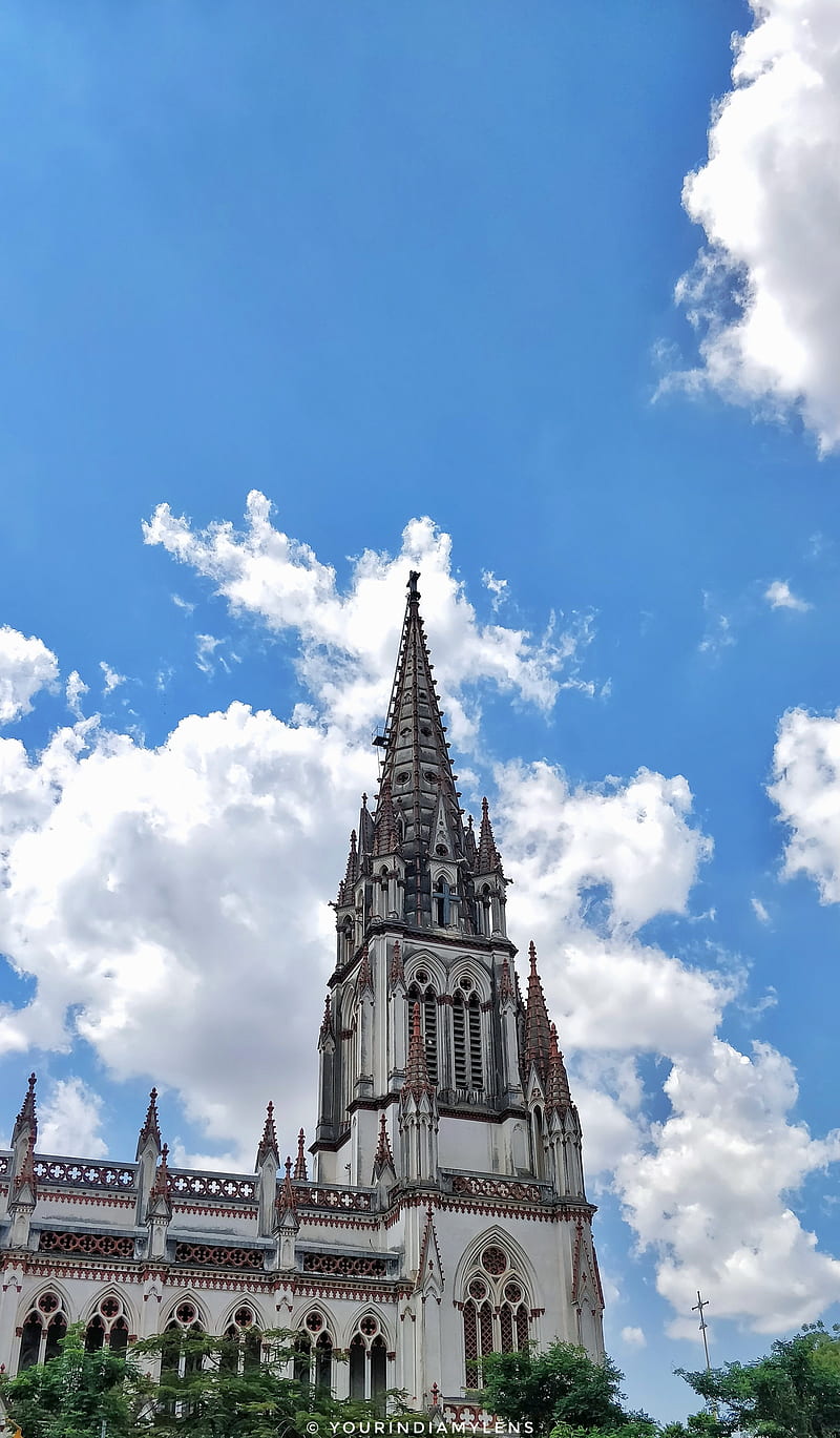 St Lourdes Church, church, clouds, devotion, god, love, peace, people, pray, sky, spiritual, HD phone wallpaper