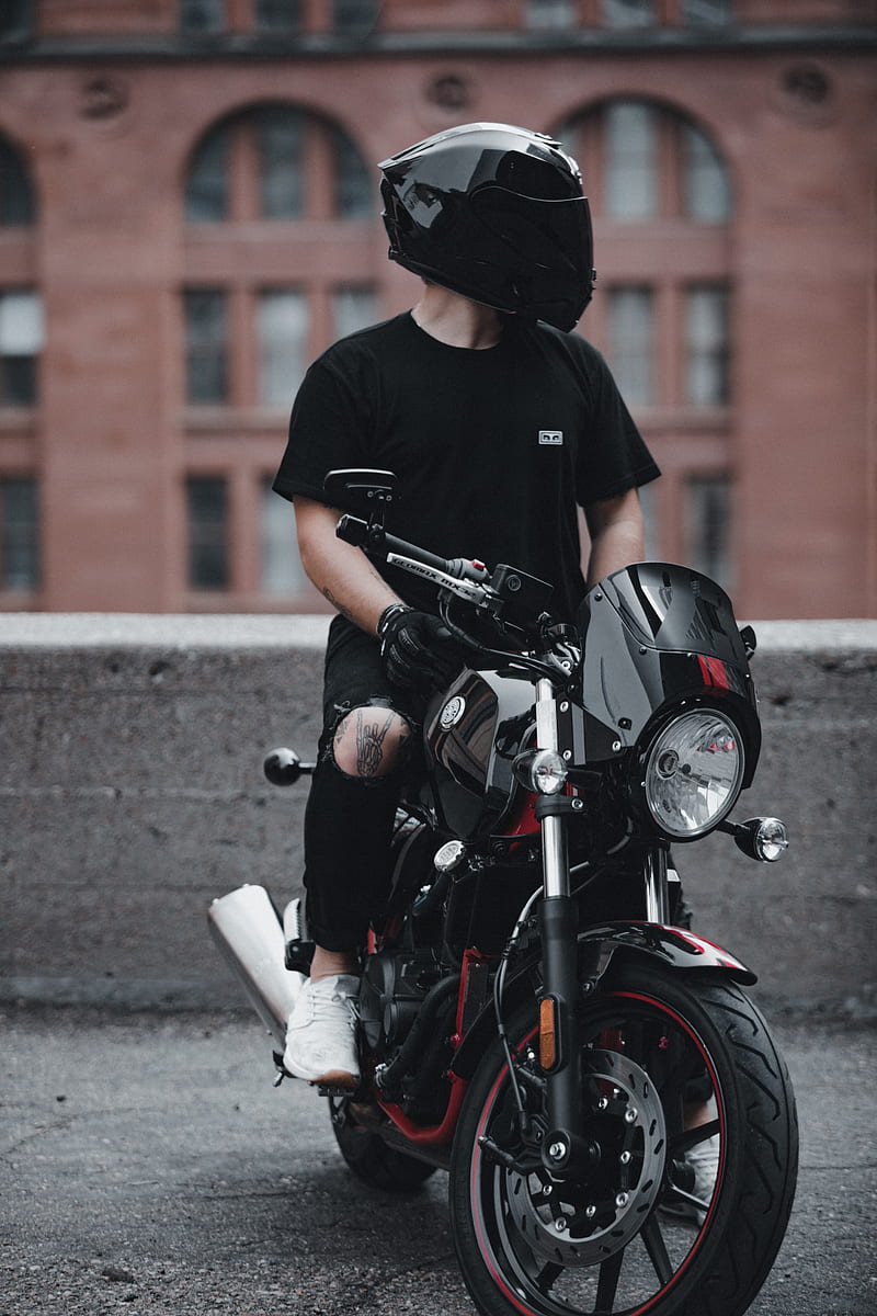 motorcyclist, bike, motorcycle, helmet, HD phone wallpaper