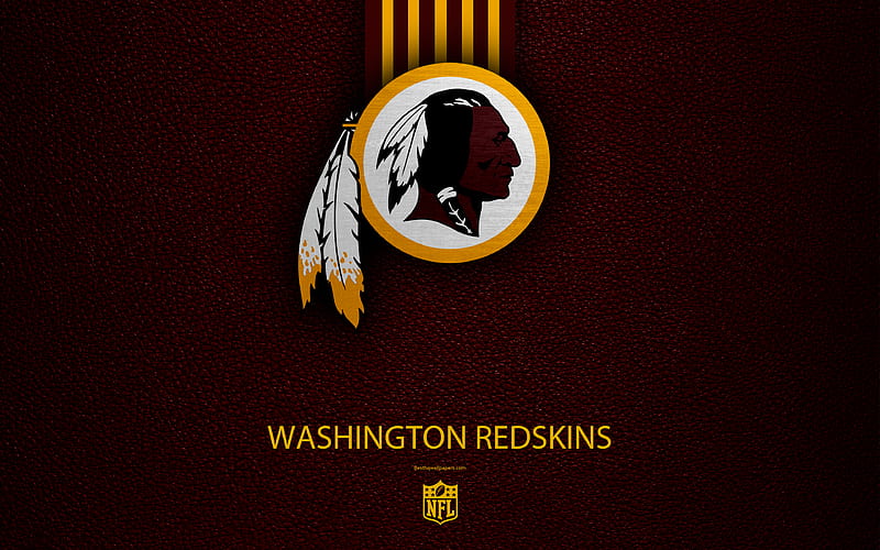 Washington Redskins american football, logo, leather texture, Washington, USA, emblem, NFL, National Football League, Eastern Division, HD wallpaper