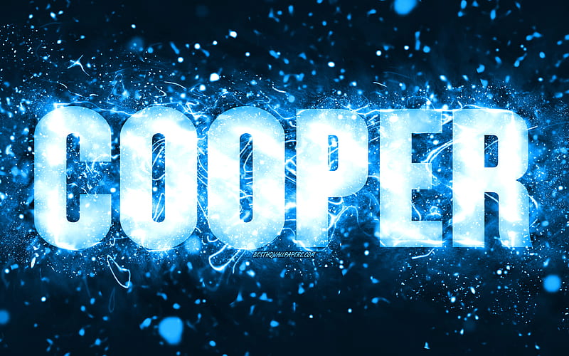 Happy Birtay Cooper blue neon lights, Cooper name, creative, Cooper Happy Birtay, Cooper Birtay, popular american male names, with Cooper name, Cooper, HD wallpaper