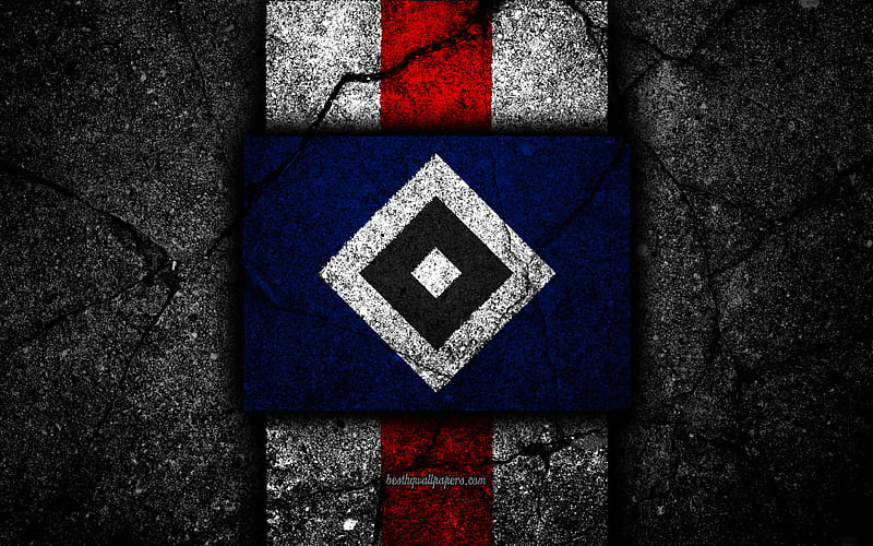 Hamburger FC grunge, logo, HSV, Bundesliga 2, creative, German football team, black stone, Hamburger SV, emblem, asphalt texture, Germany, FC Hamburger, HD wallpaper