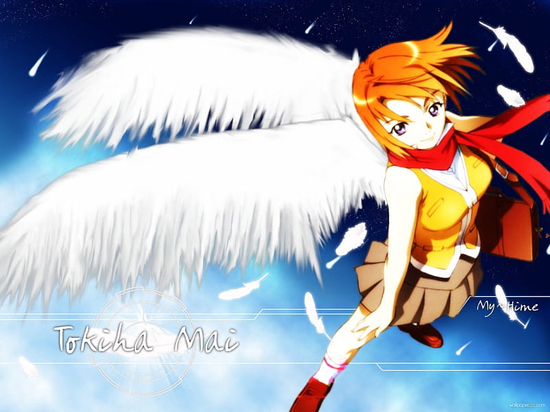 ~My Hime~, wings, Mai Tokiha, anime, angel, my hime, feathers, HD wallpaper