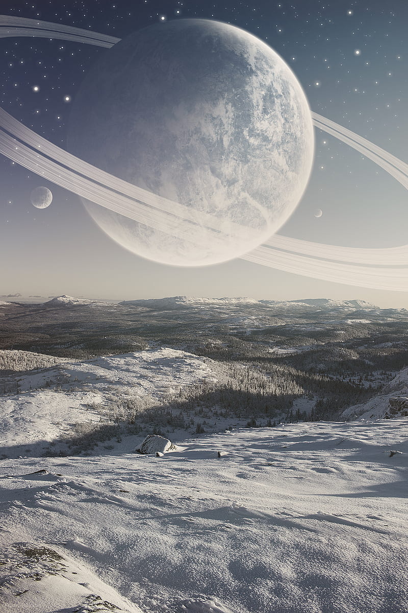 planet, space, snow, winter, surface, HD phone wallpaper