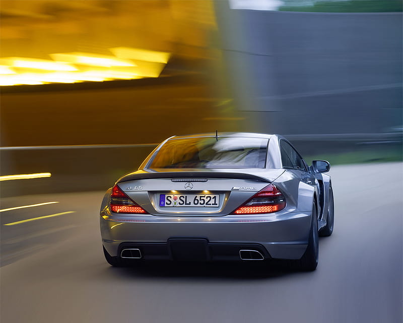 mercedes sl65 amg, silver alloys, gris, two seater, front engine, HD wallpaper