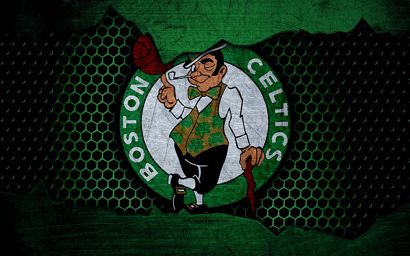 Boston Celtics logo, NBA, basketball, Eastern Conference, USA, grunge, metal texture, Atlantic Division, HD wallpaper