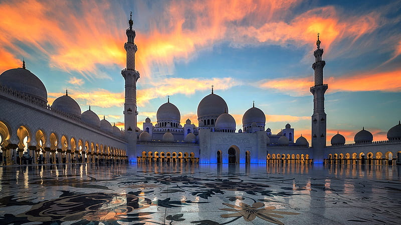 Abu Dhabi Architecture Dome United Arab Emirates Sheikh Zayed Grand Mosque Travel, HD wallpaper