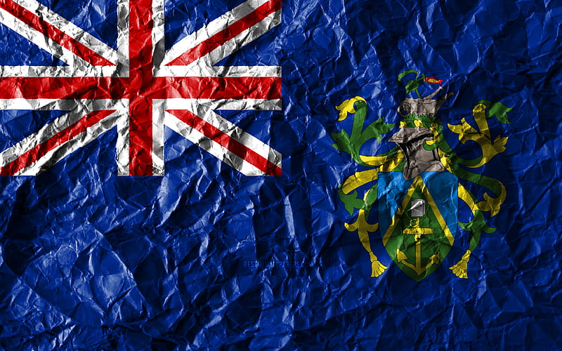 Pitcairn Islands flag crumpled paper, Oceanian countries, creative, Flag of Pitcairn Islands, national symbols, Oceania, Pitcairn Islands 3D flag, Pitcairn Islands, HD wallpaper