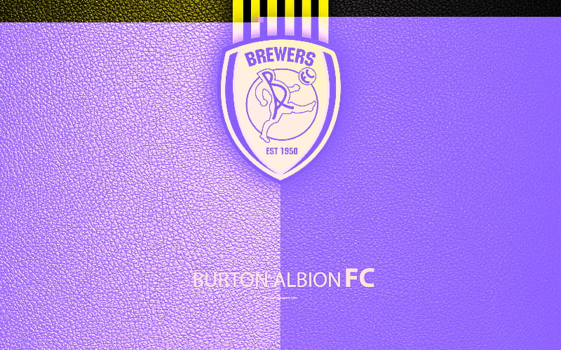 Burton Albion FC English Football Club, logo, Football League Championship, leather texture, Burton-Upon-Trent, UK, EFL, football, Second English Division, HD wallpaper