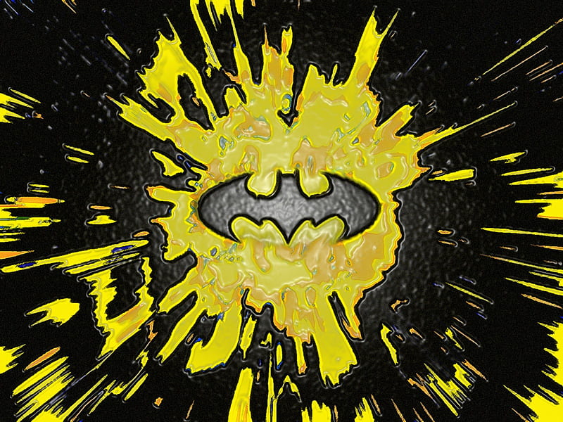 Batman Explosion, explosion, yellow, black, batman, HD wallpaper
