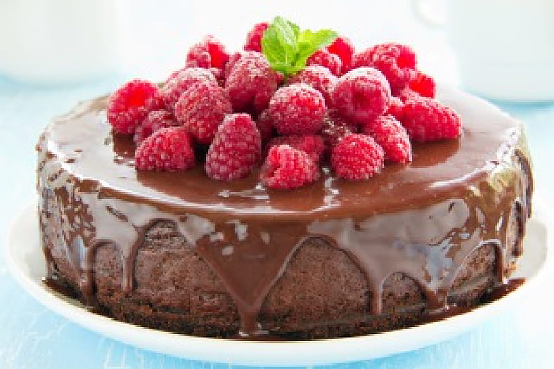 Sweet Dessert, cake, berries, chocolate, dessert, HD wallpaper