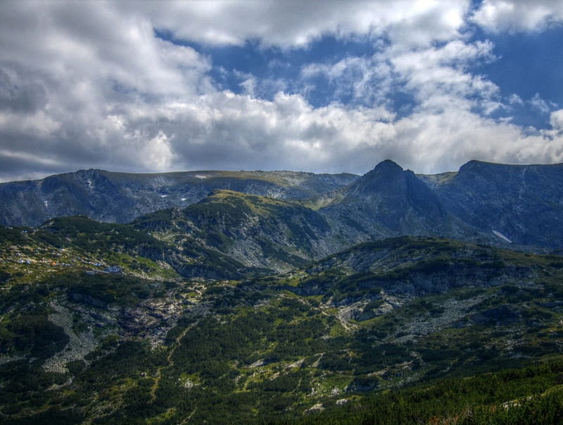 Rila Mountain Bulgaria, mountain, nature, trees, clouds, HD wallpaper