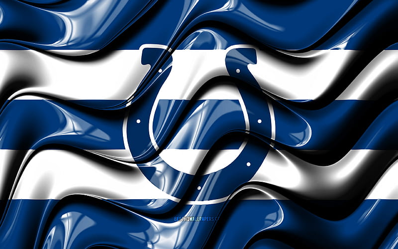 Indianapolis Colts flag blue and white 3D waves, NFL, american football team, Indianapolis Colts logo, american football, Indianapolis Colts, HD wallpaper