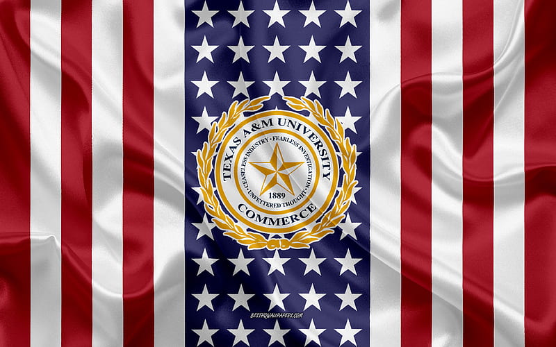 Texas State University System Emblem, American Flag, Texas State University System logo, Commerce, Texas, USA, Texas State University System, HD wallpaper