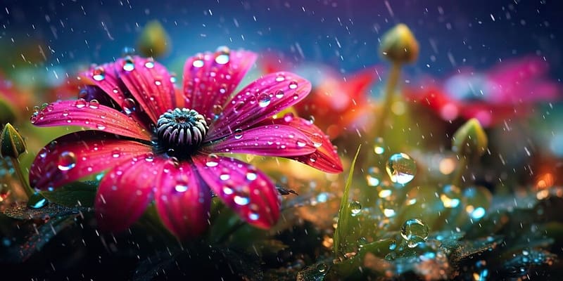 ᰔᩚ, Water drops, Buds, Pink, Flower, HD wallpaper