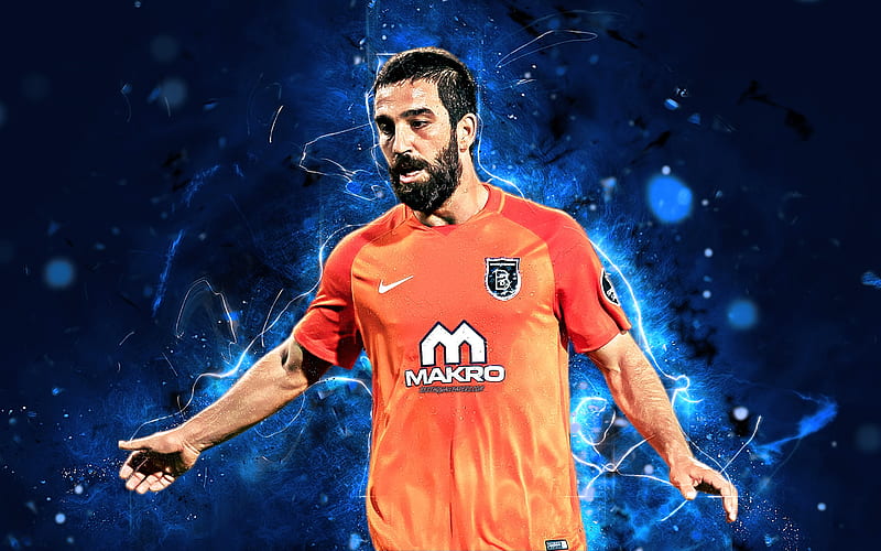 Arda Turan, midfielder, turkish footballers, Basaksehir FC, soccer, Turan, Turkish Super Lig, football, neon lights, abstract art, HD wallpaper