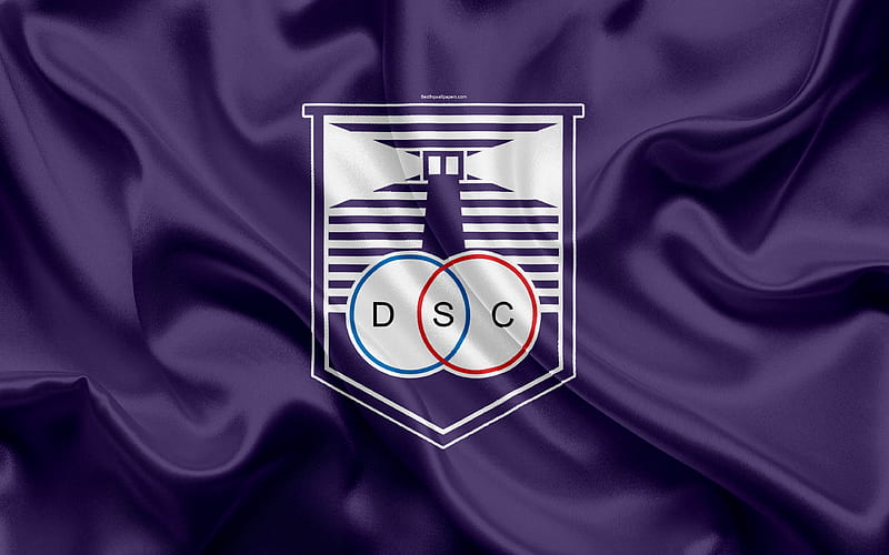 Defensor Sporting Uruguayan football club, silk texture, logo, emblem,  purple flag, HD wallpaper | Peakpx