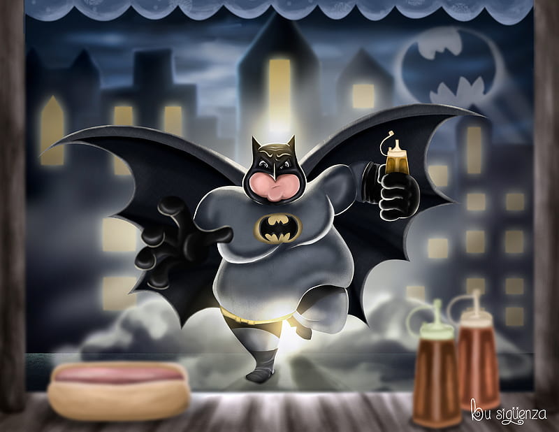 Fat Batman, batman, superheroes, artwork, artist, digital-art, behance, HD wallpaper