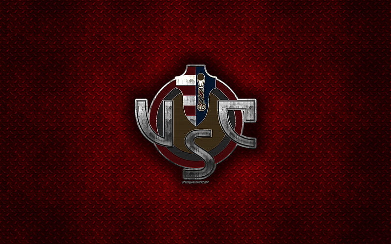 US Cremonese, Italian football club, red metal texture, metal logo, emblem, Cremona, Italy, Serie B, creative art, football, HD wallpaper