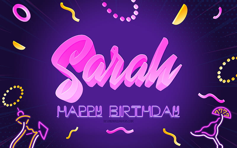 Happy Birtay Sarah, Purple Party Background, Sarah, creative art, Happy Sarah birtay, Sarah name, Sarah Birtay, Birtay Party Background, HD wallpaper