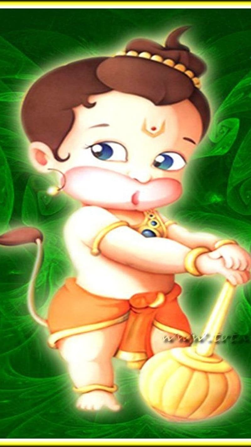 Bal Hanuman Green Background, bal hanuman, bhakti, HD phone ...