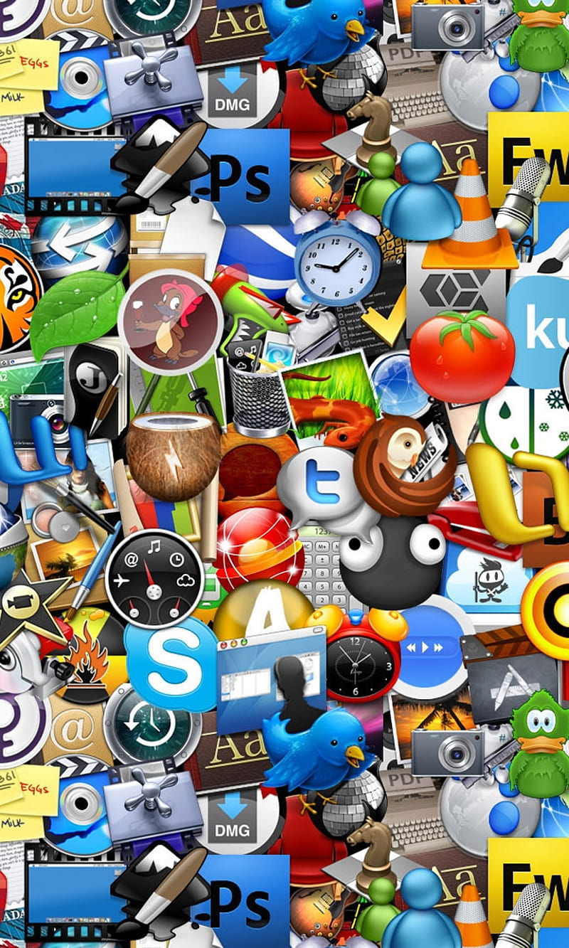 iCons, chat, desenho, facebook, icon, orkut, ps, skype, twitter, HD phone wallpaper