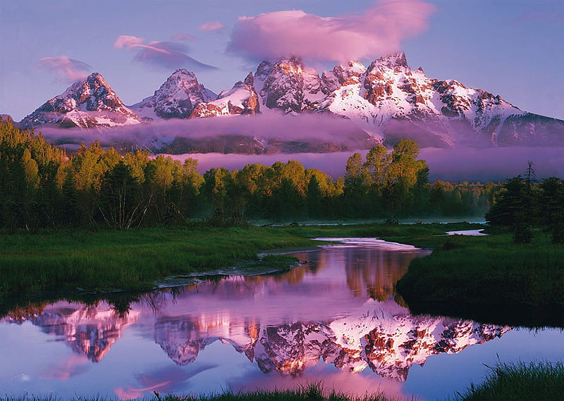 Grand Tetons, wyoming, water, river, reflections, trees, snake river, landscape, HD wallpaper