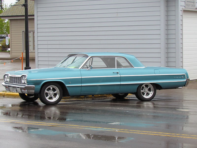 1964 Chevrolet Impala SS, wet, ss, super sport, chevy, 64, gm, impala, cool, chevrolet, 1964, rain, classic, HD wallpaper