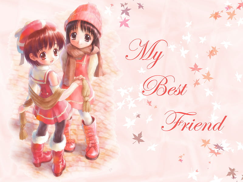 My Best Friend, cute, female, girl, anime, anime girl, pink, HD wallpaper