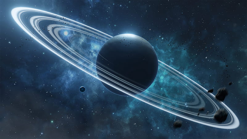 planet, ring system, nebula, meteorites, Space, HD wallpaper