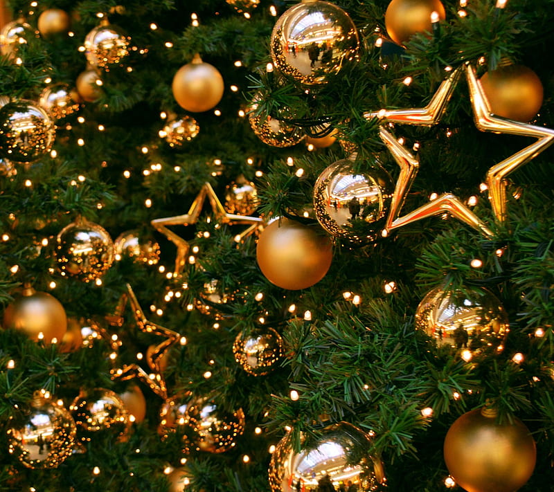 christmas, gold, HD wallpaper