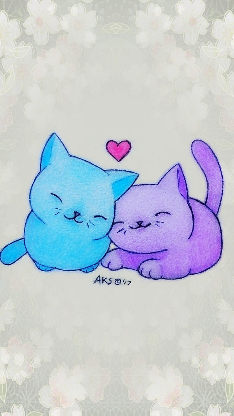 Anime Cats Love, Animals, Art, Boy, Cartoon, Colors, Couple, Cute, Drawn,  Feline, Hd Phone Wallpaper | Peakpx