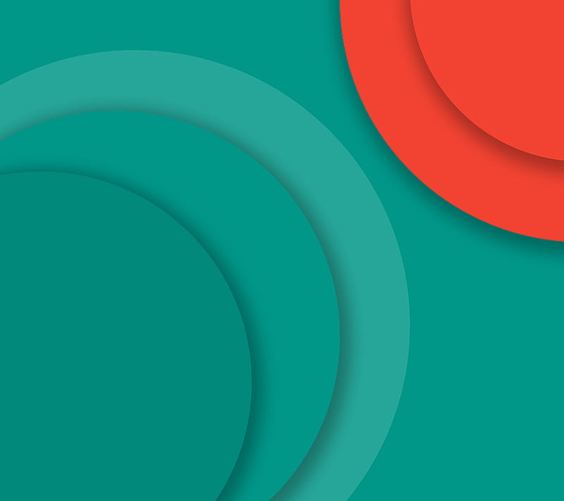 Material Waves, abstract, android, color, red, shapes, teal, HD wallpaper