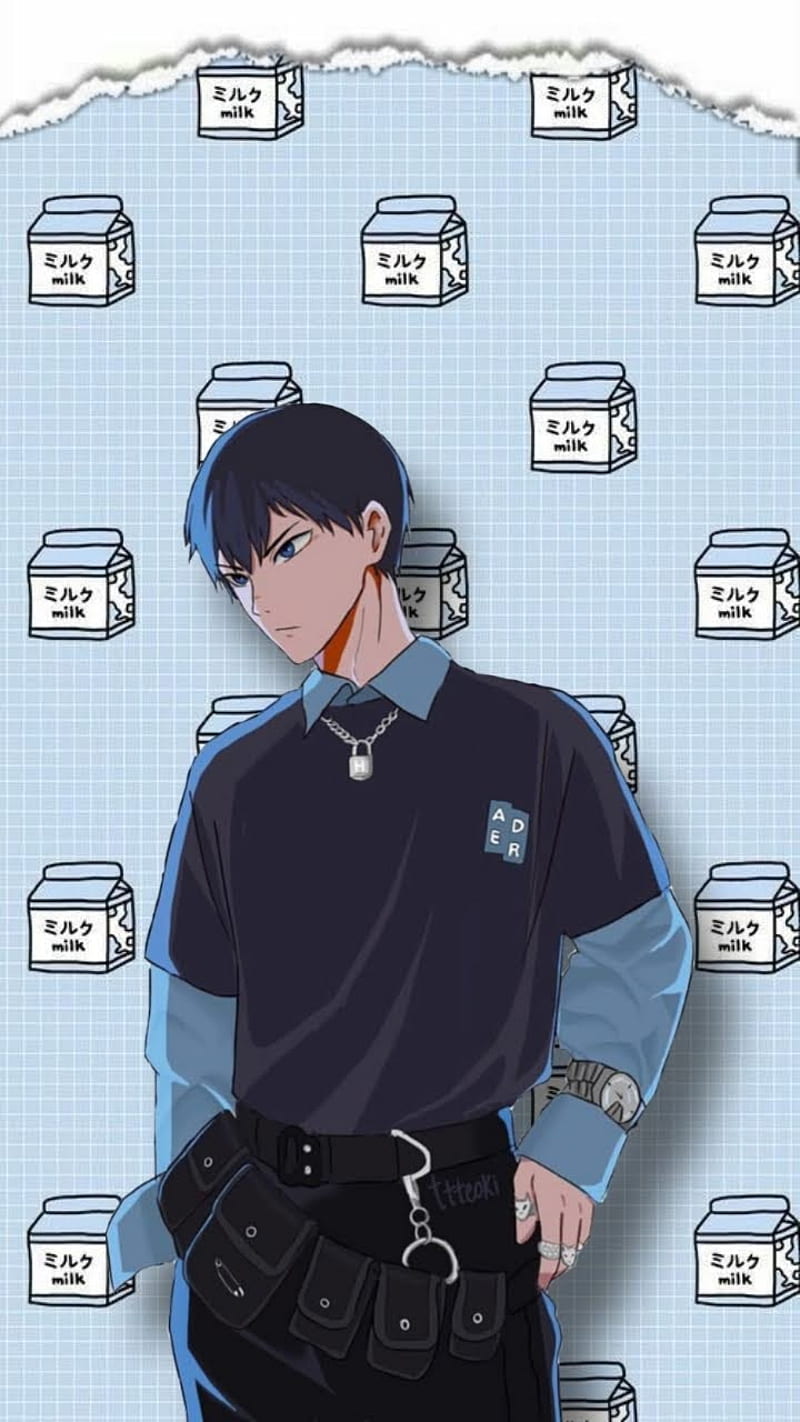 Kageyama Tobio , anime, haikyuu, kageyama tobio, milk, milkboy, volleyball, HD phone wallpaper