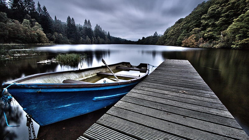 Sinking boat in a beautiful lake r, boat, dock, r, trees, lake, HD wallpaper  | Peakpx