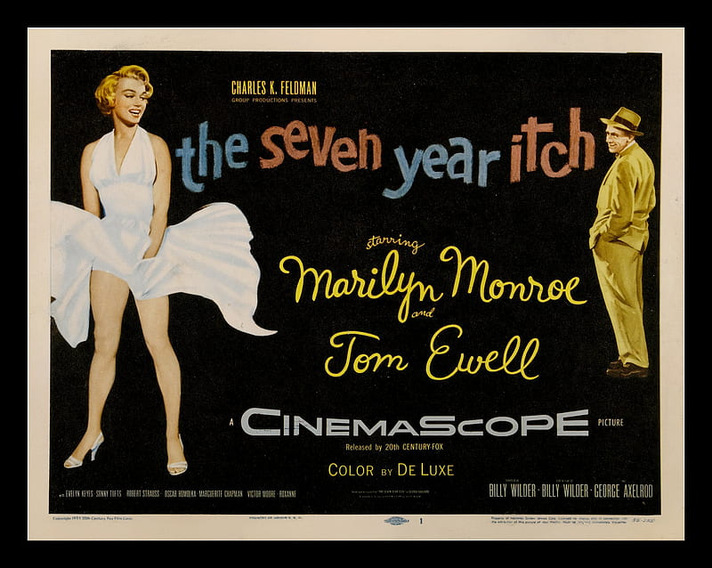 Seven Year Itch, poster, classic, marilyn munroe, movie, HD wallpaper