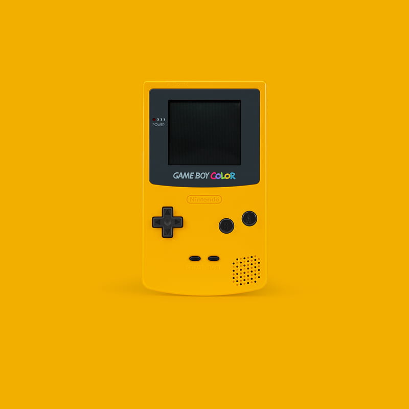 white and black Nintendo Game Boy Color on yellow surface, HD phone wallpaper