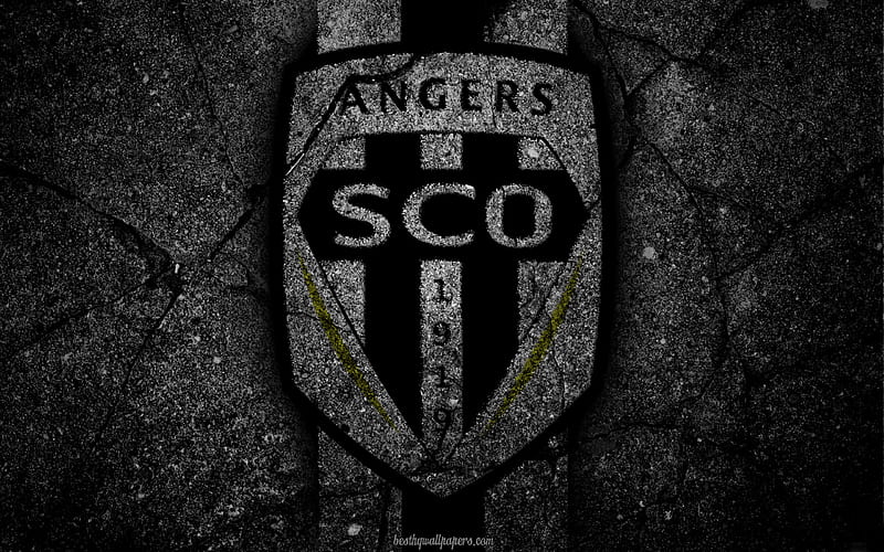 Angers, logo, art, Liga 1, soccer, Angers SCO, football club, Ligue 1, grunge, FC Angers, HD wallpaper