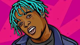 lil uzi vert drawing in pink and purple background music, HD wallpaper