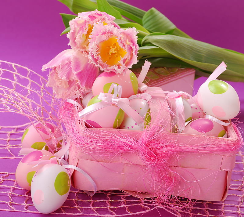Easter Time, celebration, colors, decor, decoration, egg, flower, pink, HD wallpaper