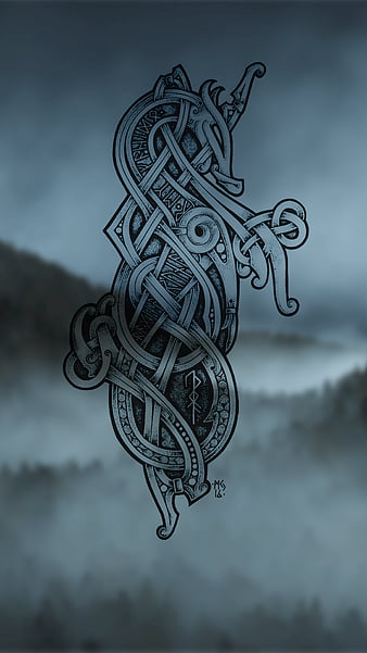 Jormungandr, Vikings, blurred, dark, dragon, viking, HD phone wallpaper